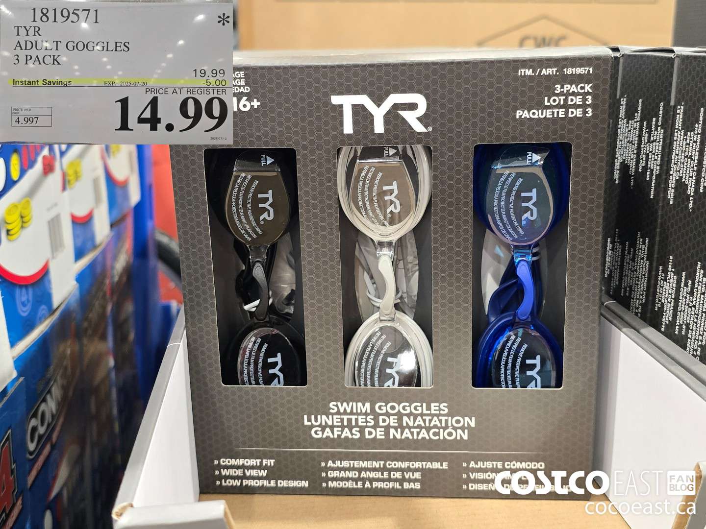 1819571 TYR ADULT GOGGLES 3 PACK ($5.00 INSTANT SAVINGS EXPIRES ON 2025-07-20) $14.99