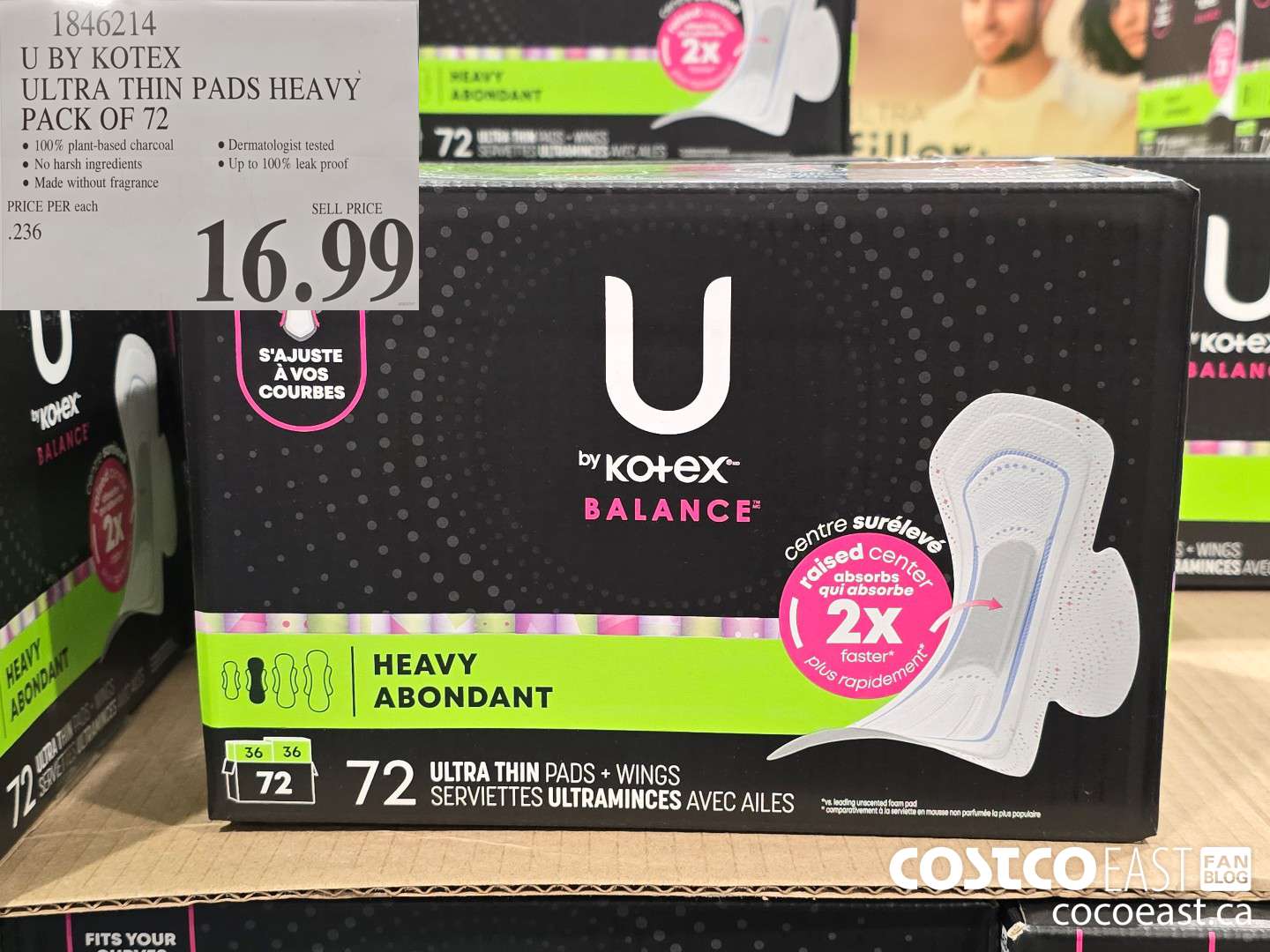 1846214 U BY KOTEX ULTRA THIN PADS HEAVY PACK OF 72 $16.99