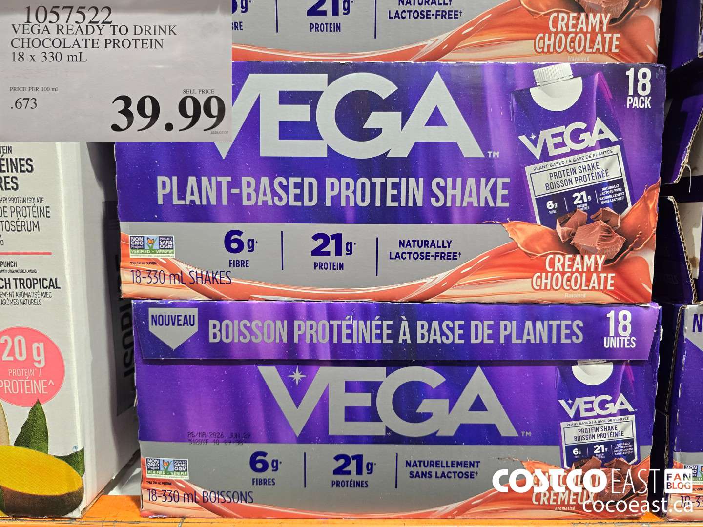 1057522 VEGA READY TO DRINK CHOCOLATE PROTEIN 18 x 330 mL $39.99