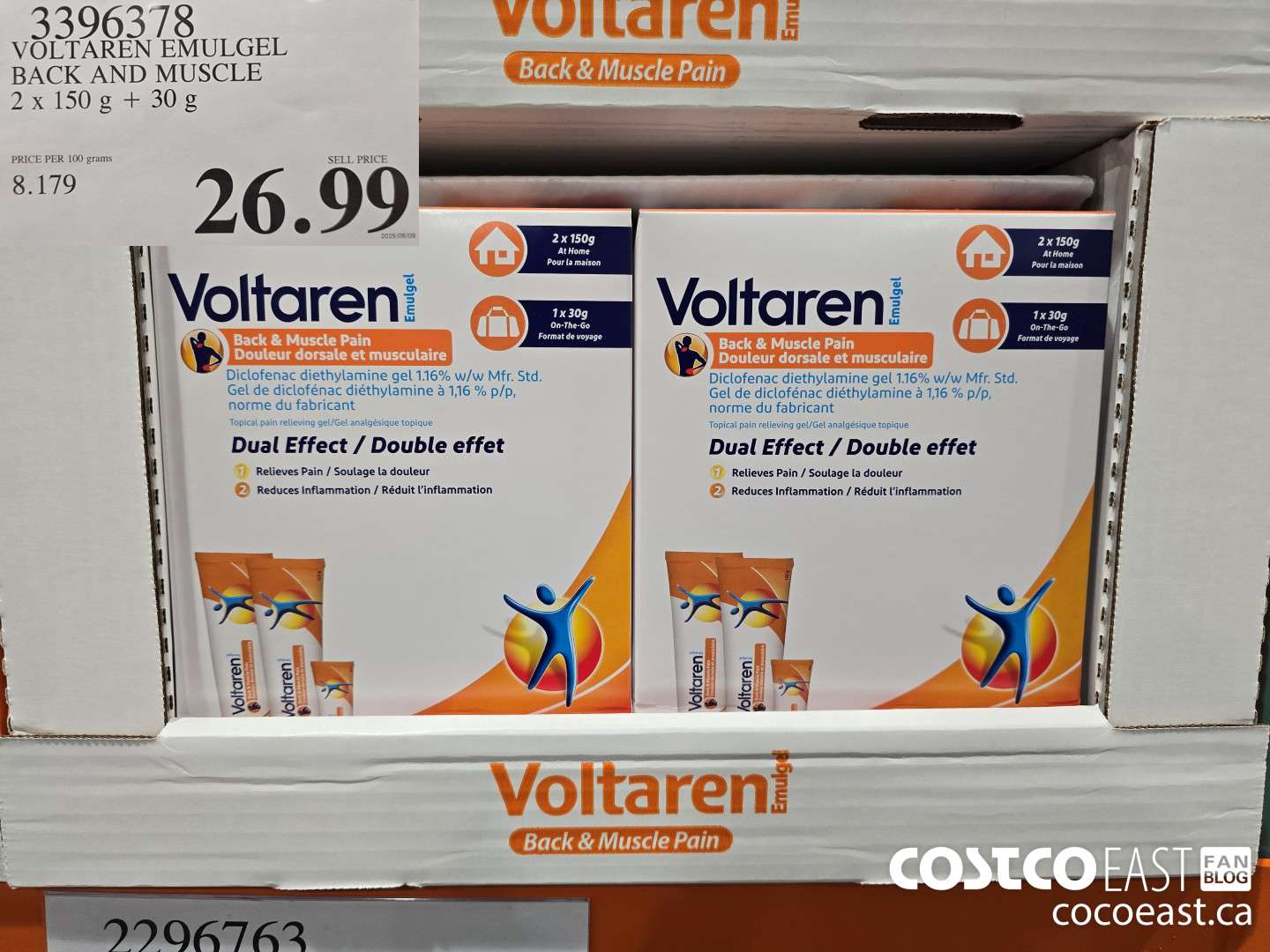 3396378 VOLTAREN EMUGEL BACK AND MUSCLE PAIN 2 X 150G + 30G $26.99