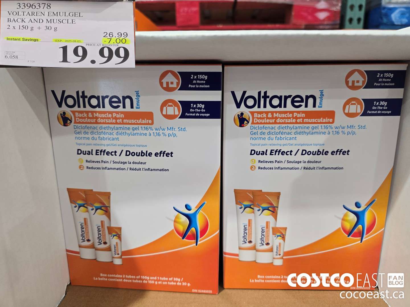 3396378 VOLTAREN EMUGEL BACK AND MUSCLE PAIN 2 X 150G + 30G ($7.00 INSTANT SAVINGS EXPIRES ON 2025-08-03) $19.99