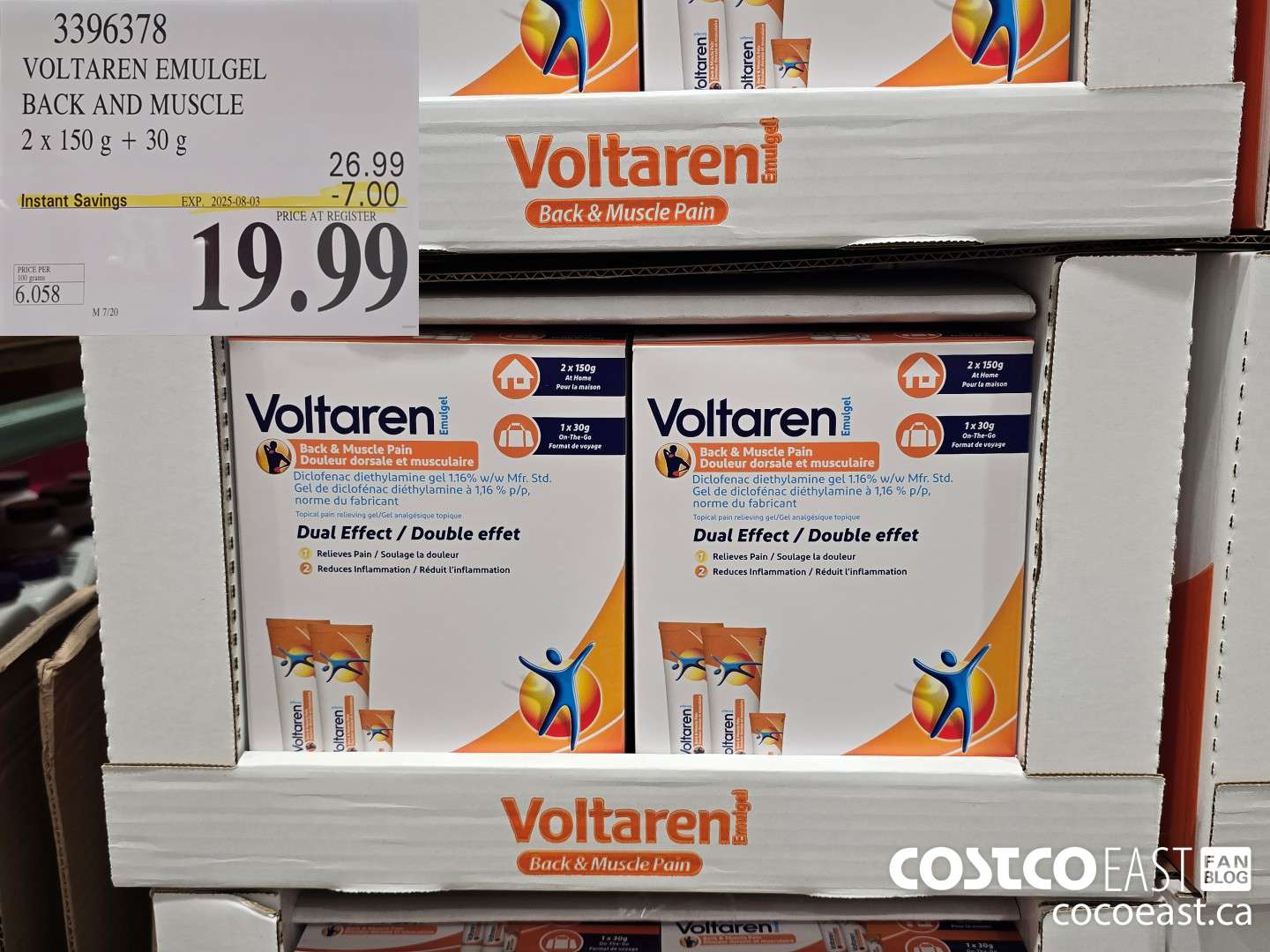 3396378 VOLTAREN EMUGEL BACK AND MUSCLE PAIN 2 X 150G + 30G ($7.00 INSTANT SAVINGS EXPIRES ON 2025-08-03) $19.99