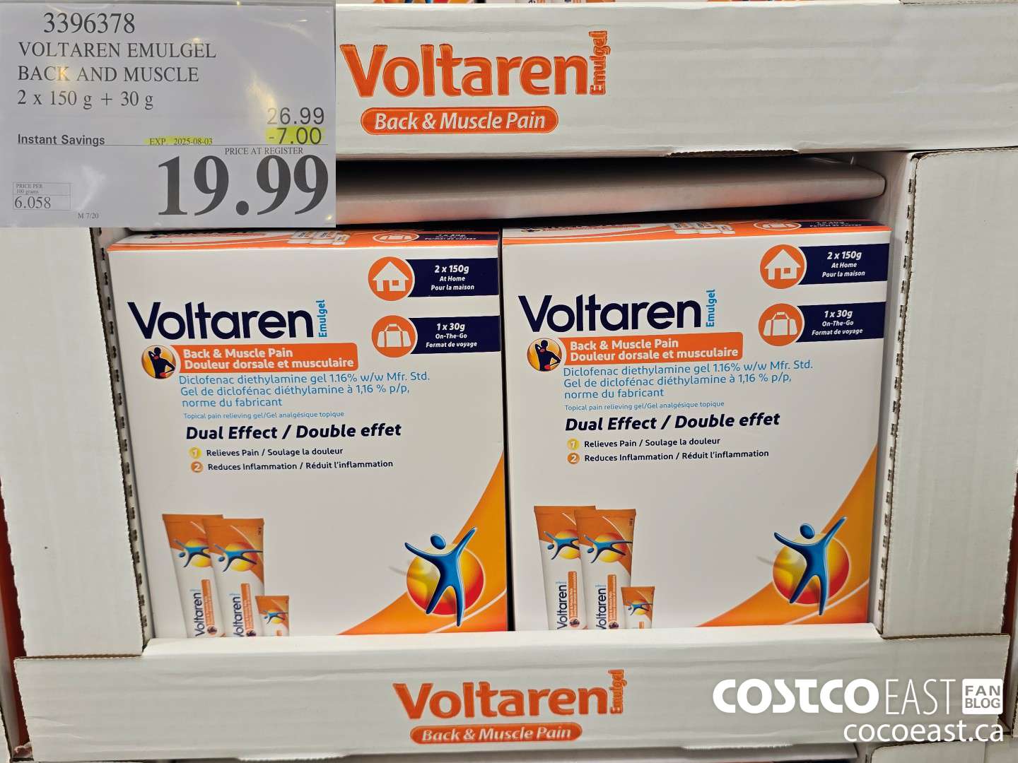 3396378 VOLTAREN EMUGEL BACK AND MUSCLE PAIN 2 X 150G + 30G ($7.00 INSTANT SAVINGS EXPIRES ON 2025-08-03) $19.99