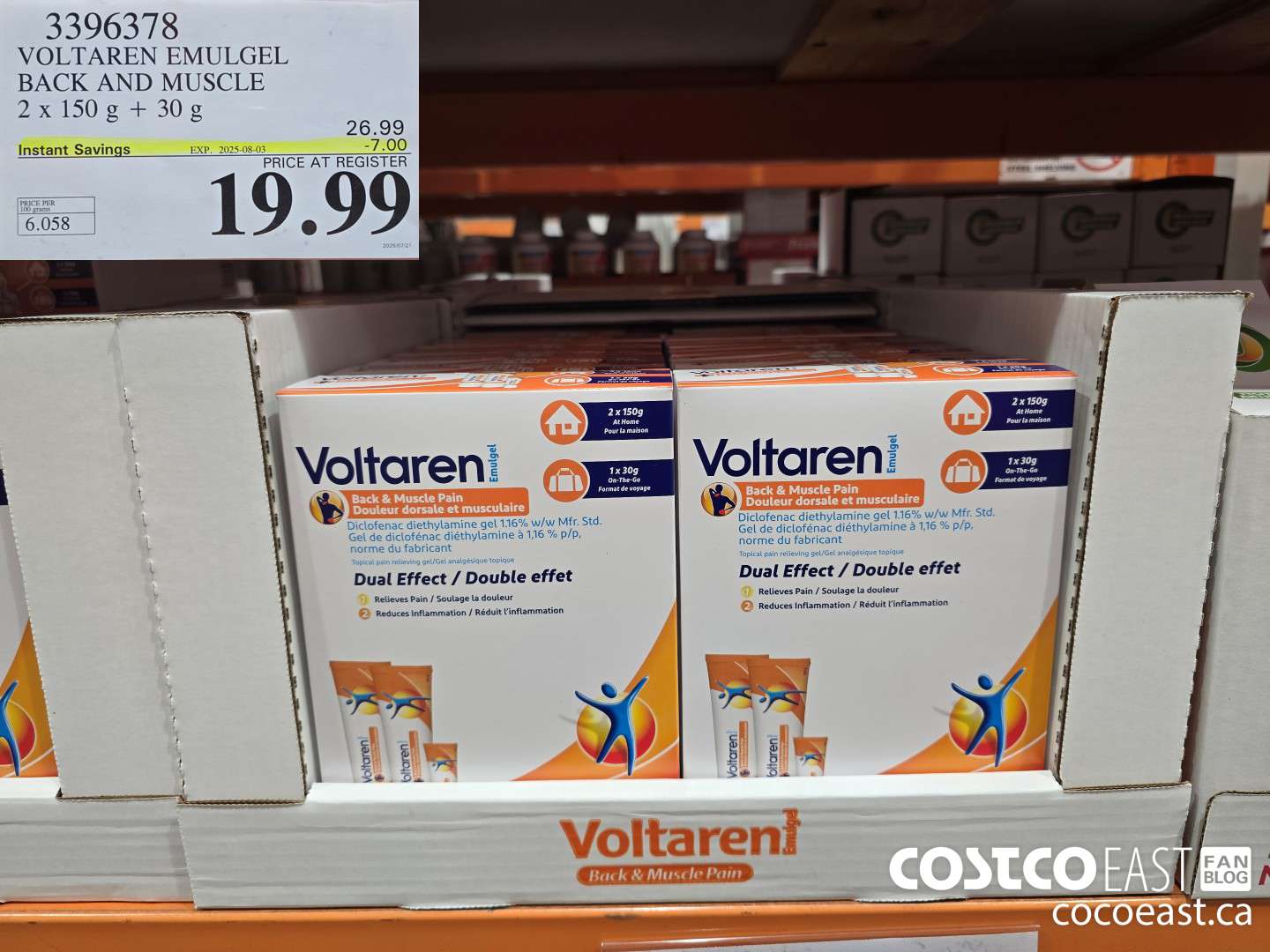 3396378 VOLTAREN EMUGEL BACK AND MUSCLE PAIN 2 X 150G + 30G ($7.00 INSTANT SAVINGS EXPIRES ON 2025-08-03) $19.99