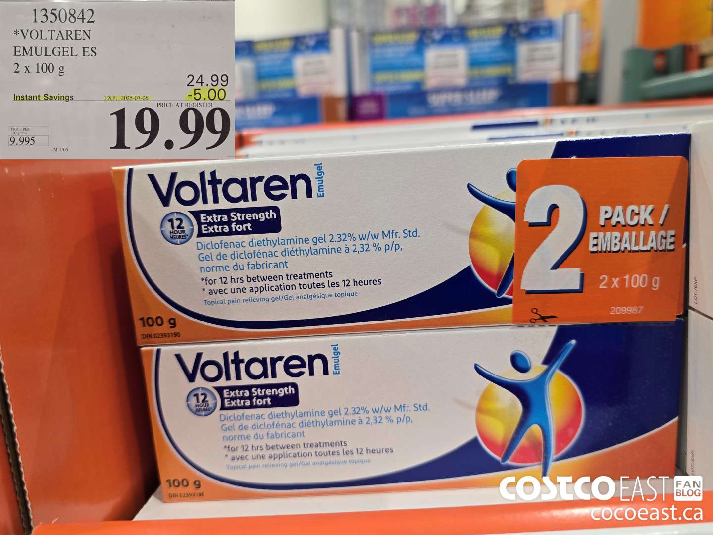 1350842 VOLTAREN EMULGEL ES 2 X 100 G ($5.00 INSTANT SAVINGS EXPIRES ON 2025-07-06) $19.99