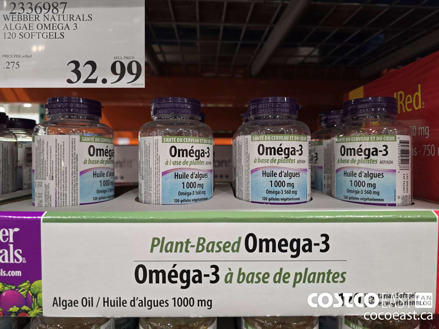 2336987 WEBBER NATURALS ALGAE OMEGA 3 120 SOFTGELS $32.99