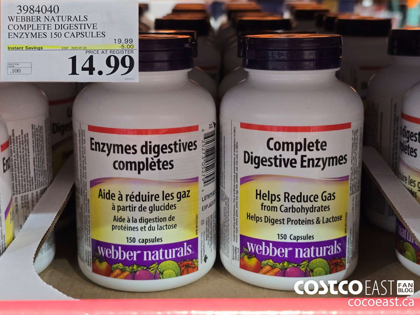 3984040 WEBBER NATURALS COMPLETE DIGESTIVE ENZYMES 150 CAPSULES ($5.00 INSTANT SAVINGS EXPIRES ON 2025-07-20) $14.99