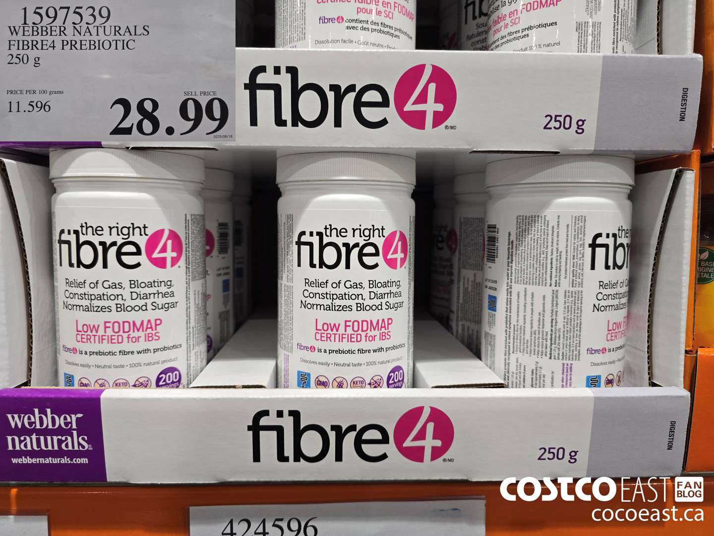 1597539 WEBBER NATURALS FIBRE4 PREBIOTIC 250G $28.99