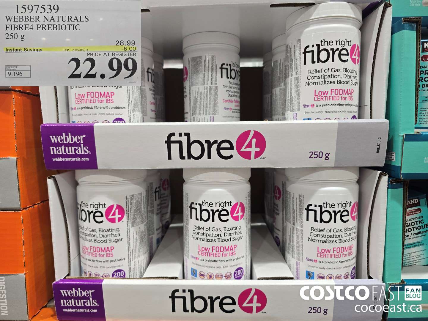 1597539 WEBBER NATURALS FIBRE4 PREBIOTIC 250G ($6.00 INSTANT SAVINGS EXPIRES ON 2025-08-03) $22.99