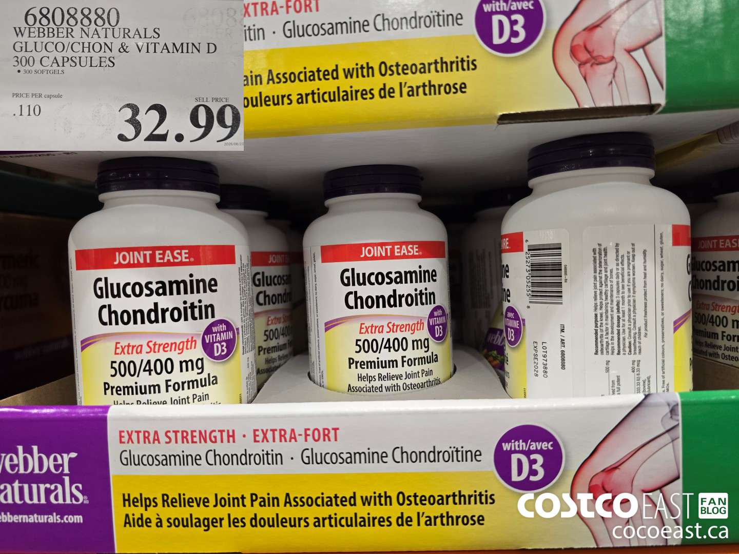 6808880 WEBBER NATURALS GLUCO/CHON 500/400 MG W/ VIT D 300 CAPSULES $32.99