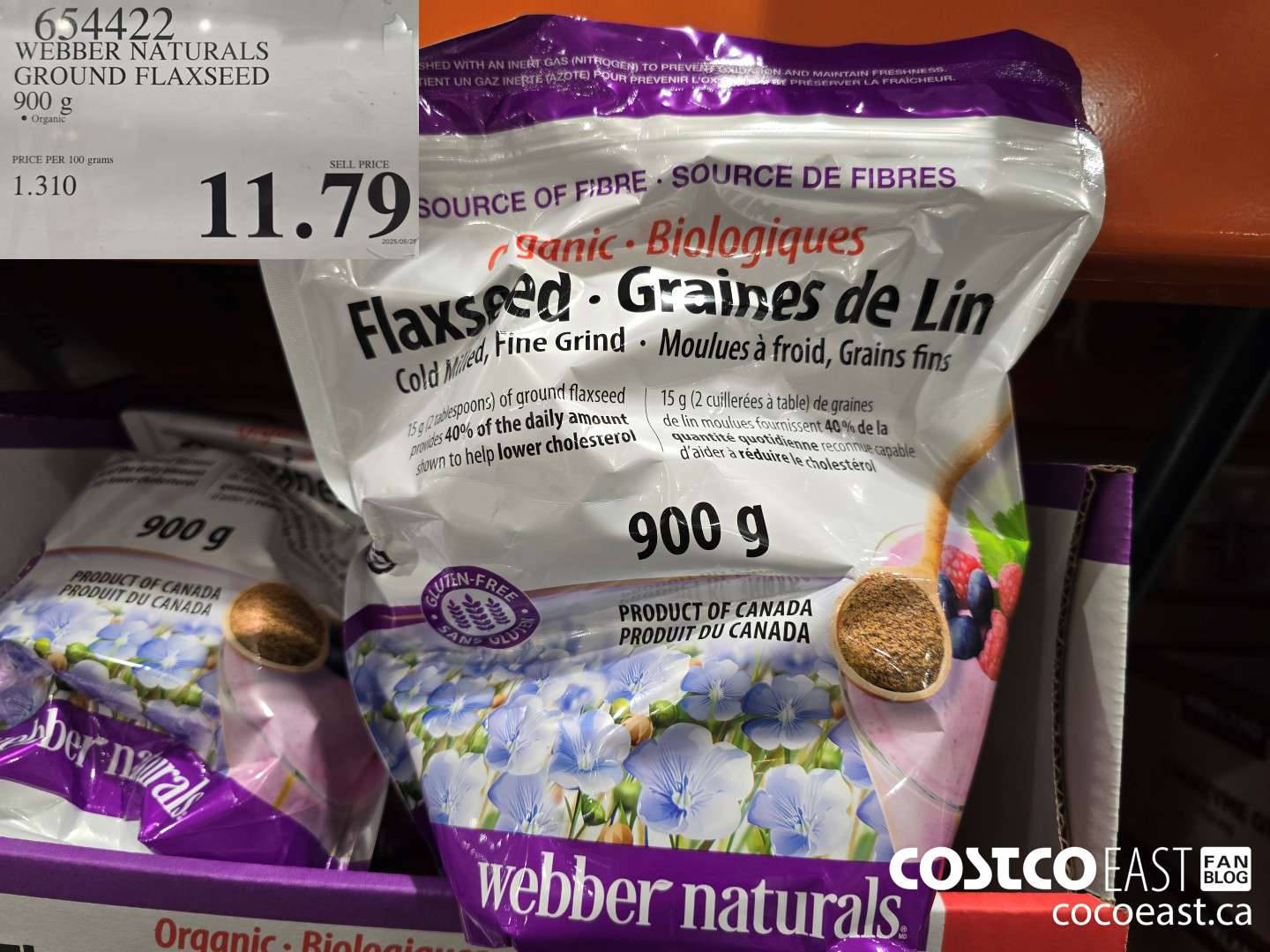 654422 WEBBER NATURALS GROUND FLAXSEED 900G $11.79