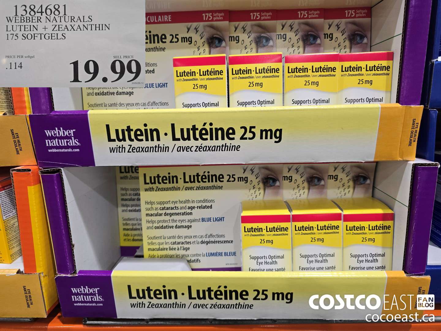 1384681 WEBBER NATURALS LUTEIN + ZEAXANTHIN 25 MG 175 SOFTGELS $19.99