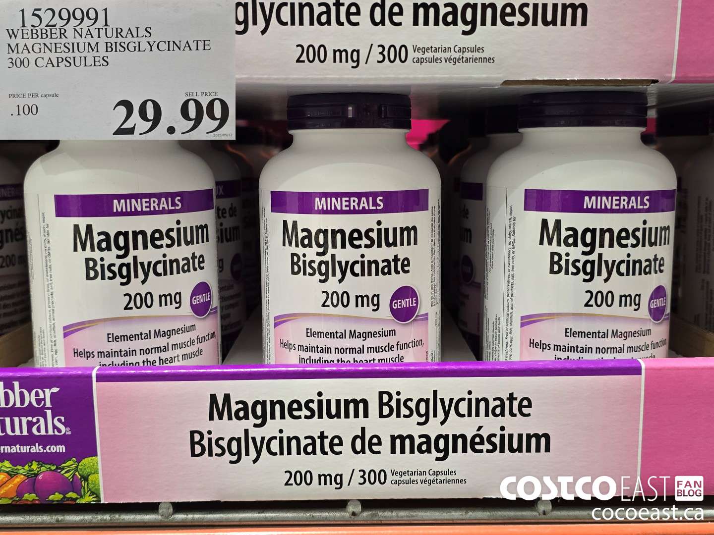 1529991 WEBBER NATURALS MAGNESIUM BISGLYCINATE 300 CAPSULES $29.99