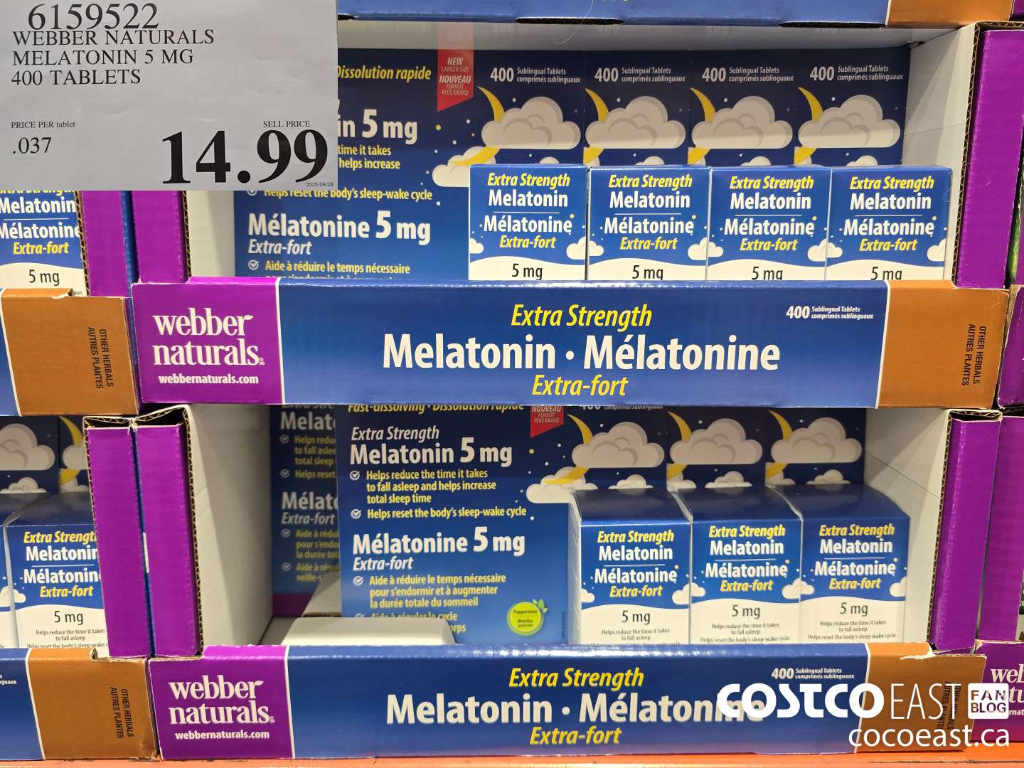 6159522 WEBBER NATURALS MELATONIN 5 MG 400 TABLETS $14.99