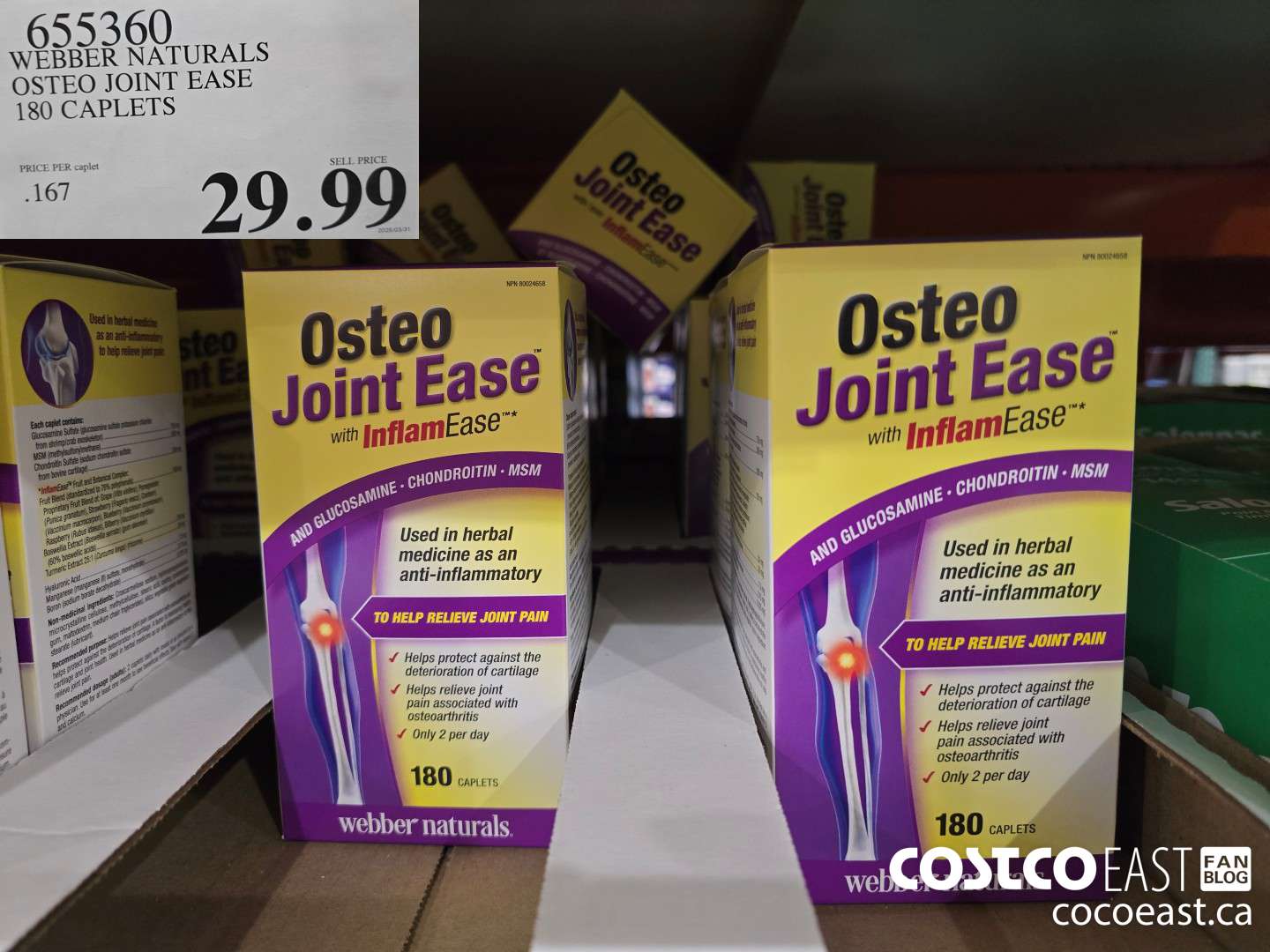 655360 WEBBER NATURALS OSTEO JOINT EASE 180 CAPLETS $29.99
