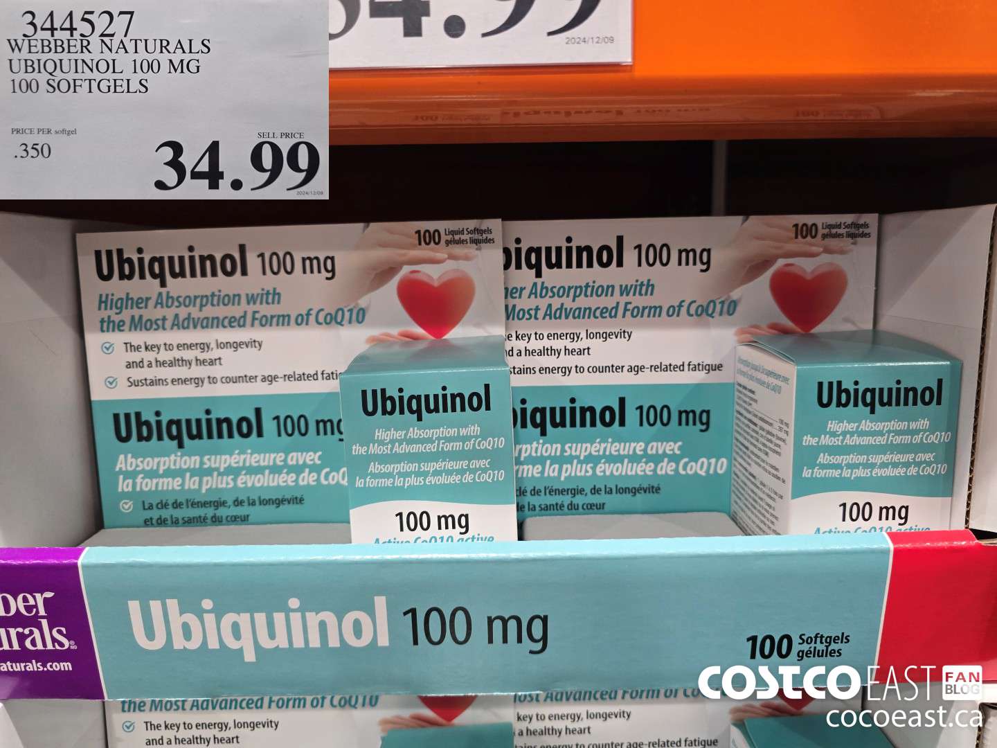 344527 WEBBER NATURALS UBIQUINOL 100 MG 100 SOFTGELS $34.99