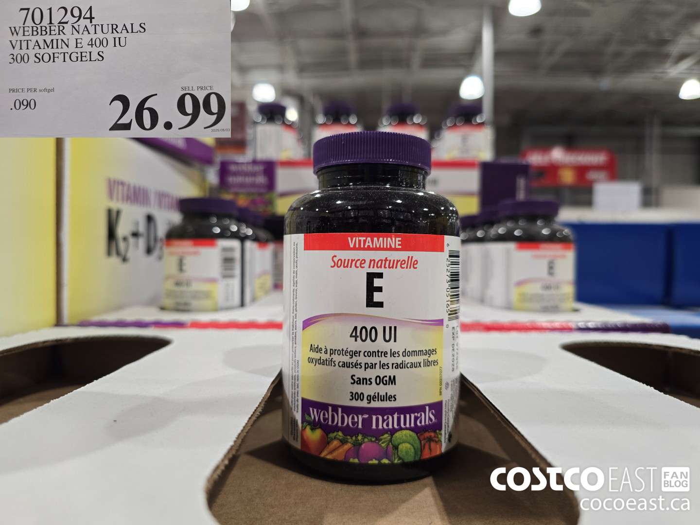 701294 WEBBER NATURALS VITAMIN E NATURAL 400 IU 300 SOFTGELS $26.99