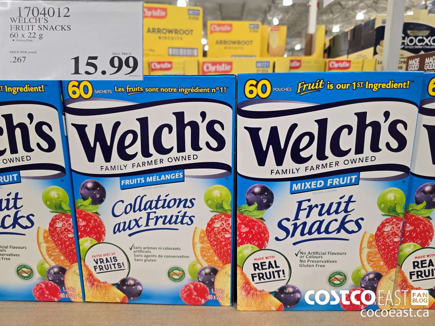 1704012 WELCH'S FRUIT SNACKS 60 X 22 G $51.99