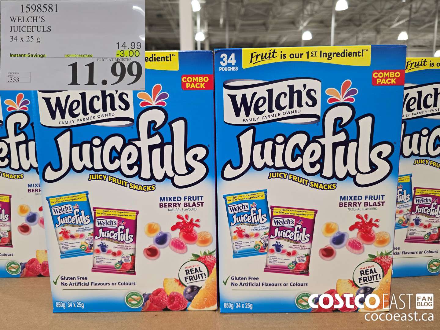 1598581 WELCH'S JUICEFULS 34 x 25 G ($3.00 INSTANT SAVINGS EXPIRES ON 2025-07-06) $11.99