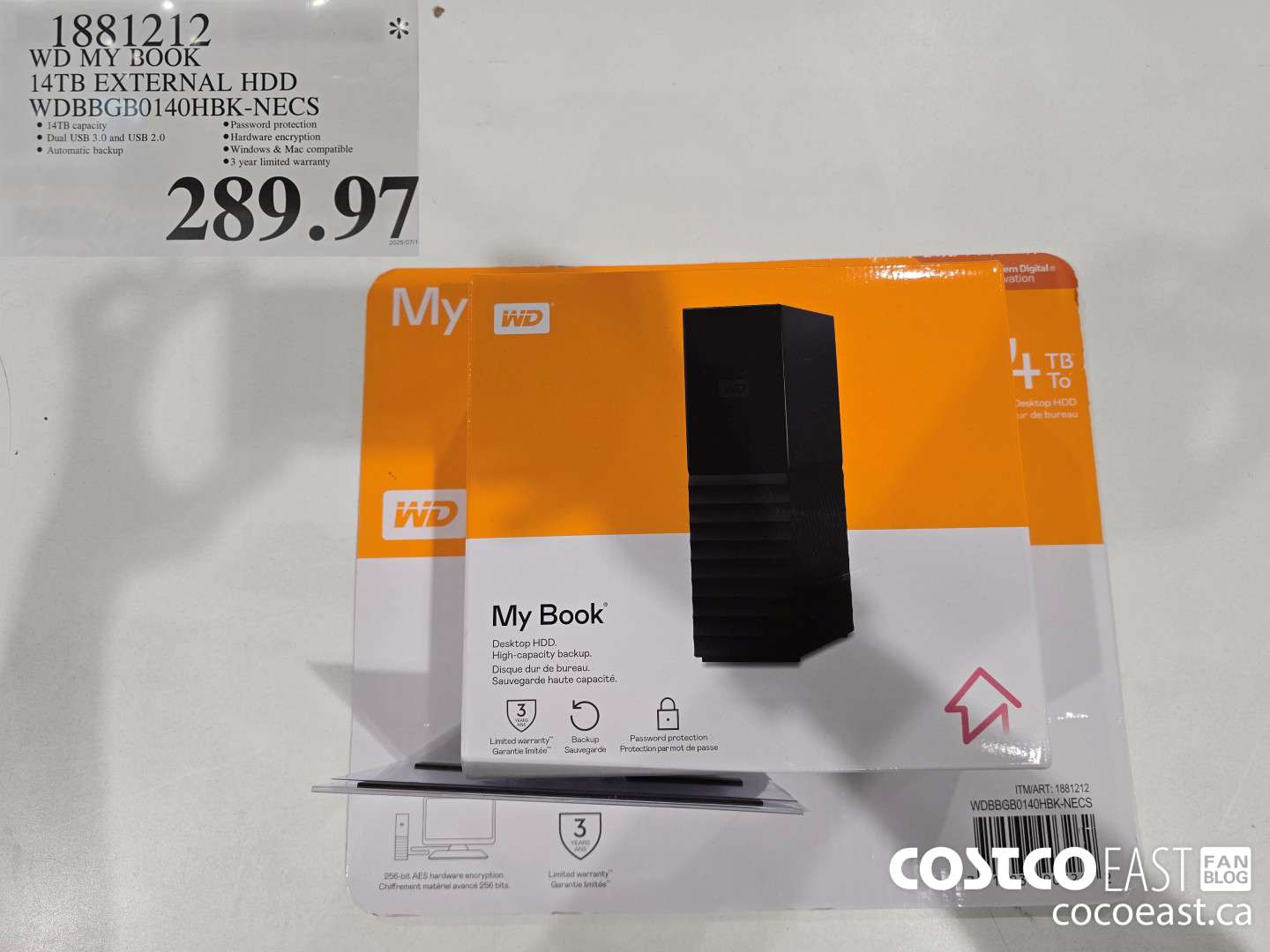 1881212 WESTERN DIGITAL MY BOOK 14TB HARD DRIVE $289.97