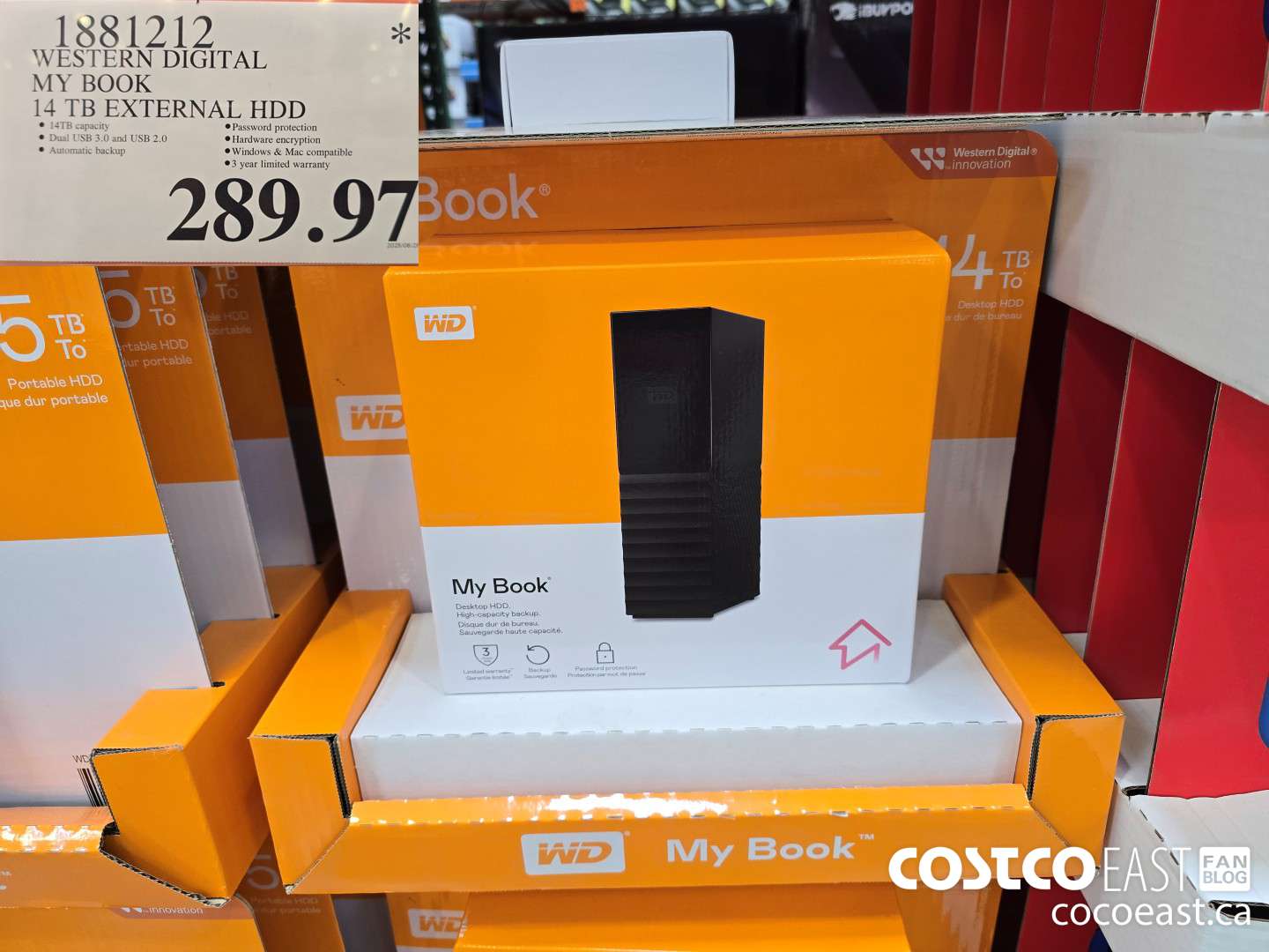 1881212 WESTERN DIGITAL MY BOOK 14TB HARD DRIVE $289.97