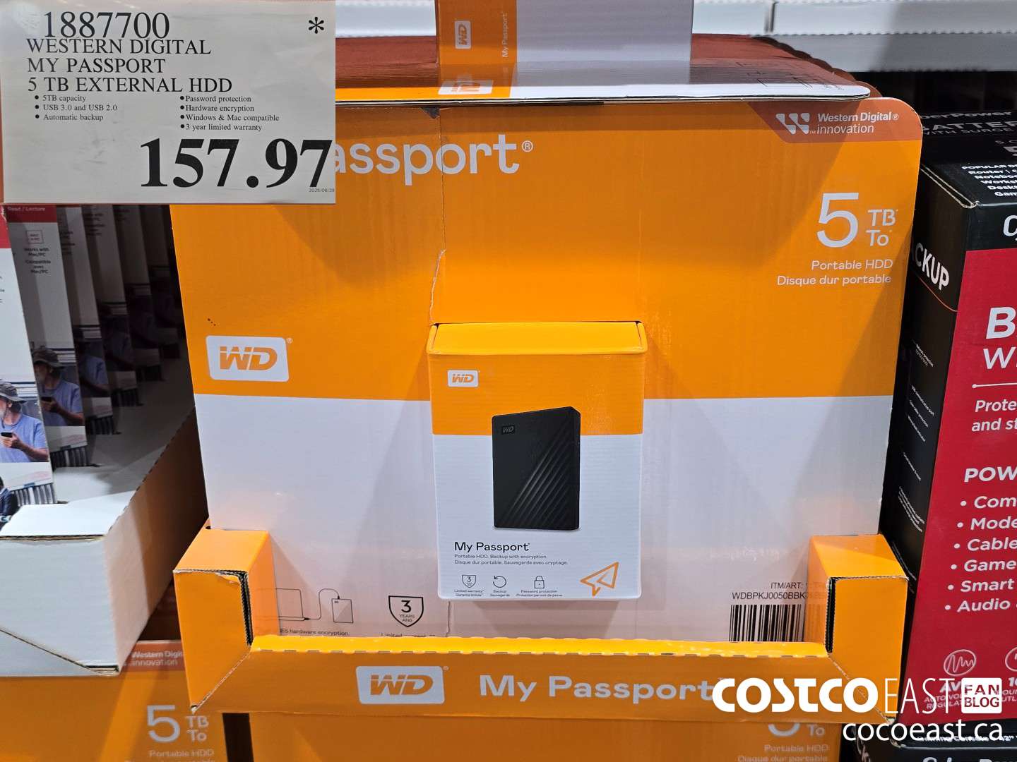 1887700 WESTERN DIGITAL MY PASSPORT 5TB HDD HARD DRIVE $157.97