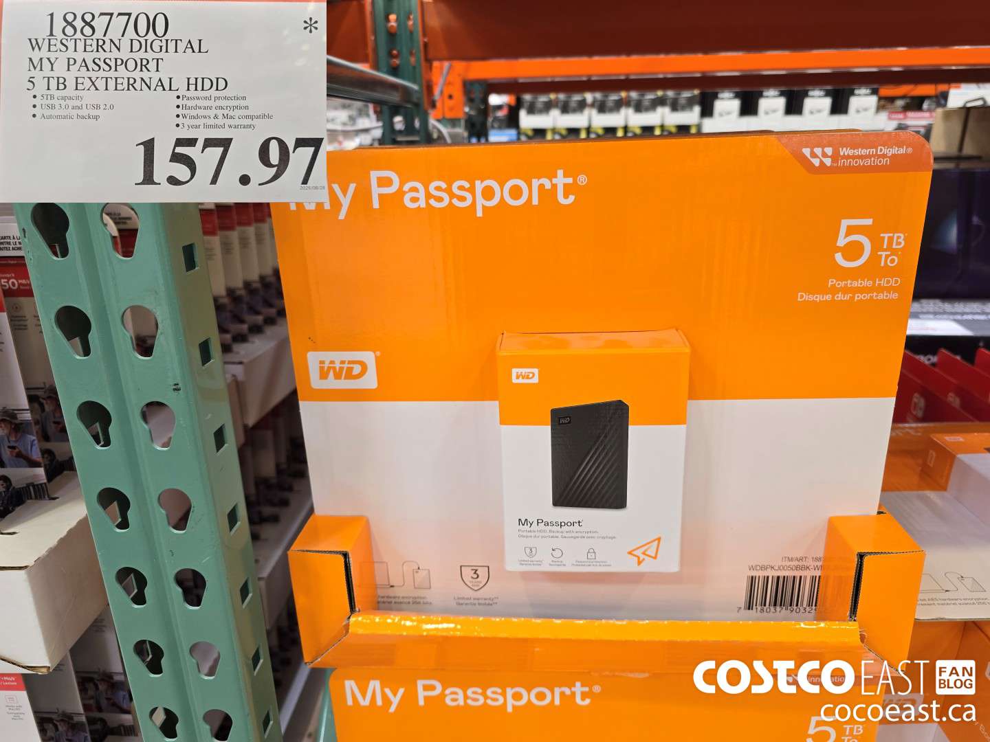 1887700 WESTERN DIGITAL MY PASSPORT 5TB HDD HARD DRIVE $157.97