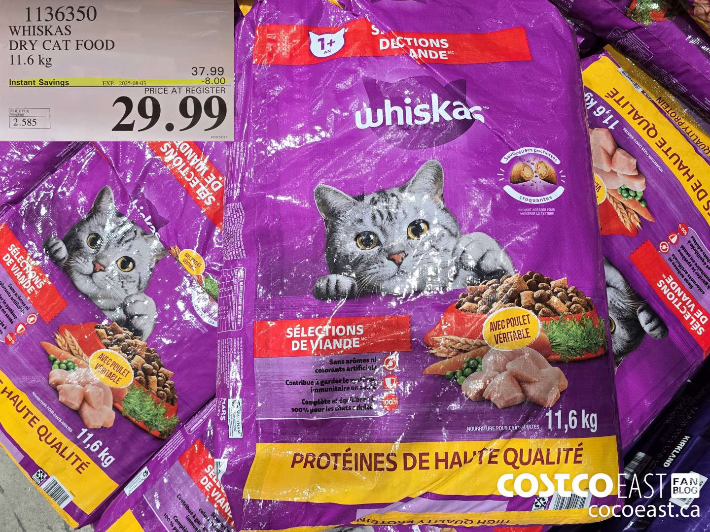 1136350 WHISKAS DRY CAT FOOD 11.6 kg ($8.00 INSTANT SAVINGS EXPIRES ON 2025-08-03) $29.99