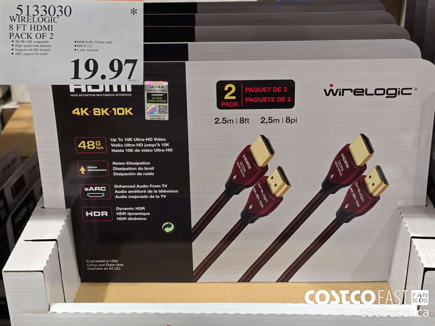 5133030 WIRELOGIC 8 FT HDMI PACK OF 2 $19.97