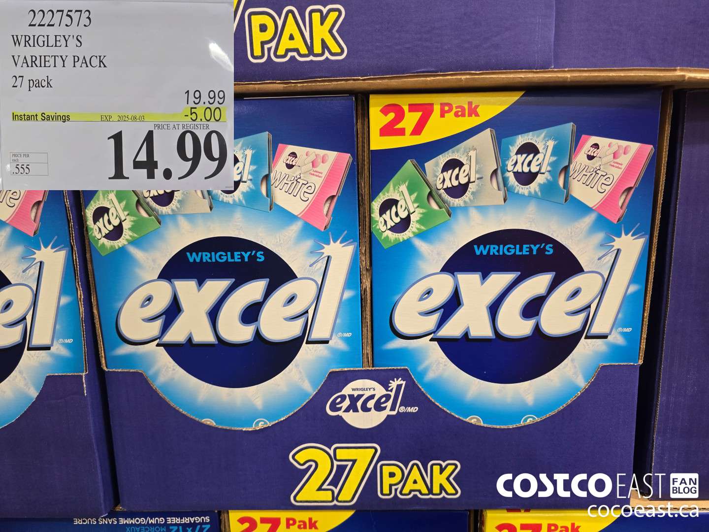 2227573 WRIGLEY'S VARIETY PACK 27 PACK ($5.00 INSTANT SAVINGS EXPIRES ON 2025-08-03) $14.99