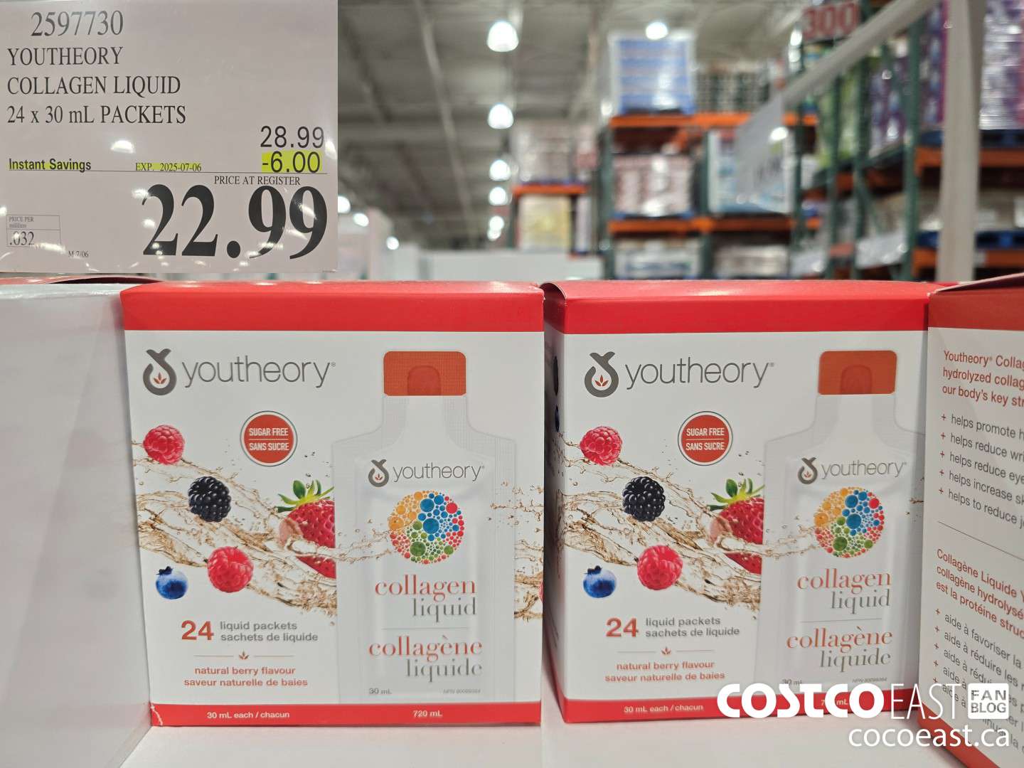 2597730 YOUTHEORY LIQUID COLLAGEN 24 X 30ML PACKETS ($6.00 INSTANT SAVINGS EXPIRES ON 2025-07-06) $22.99