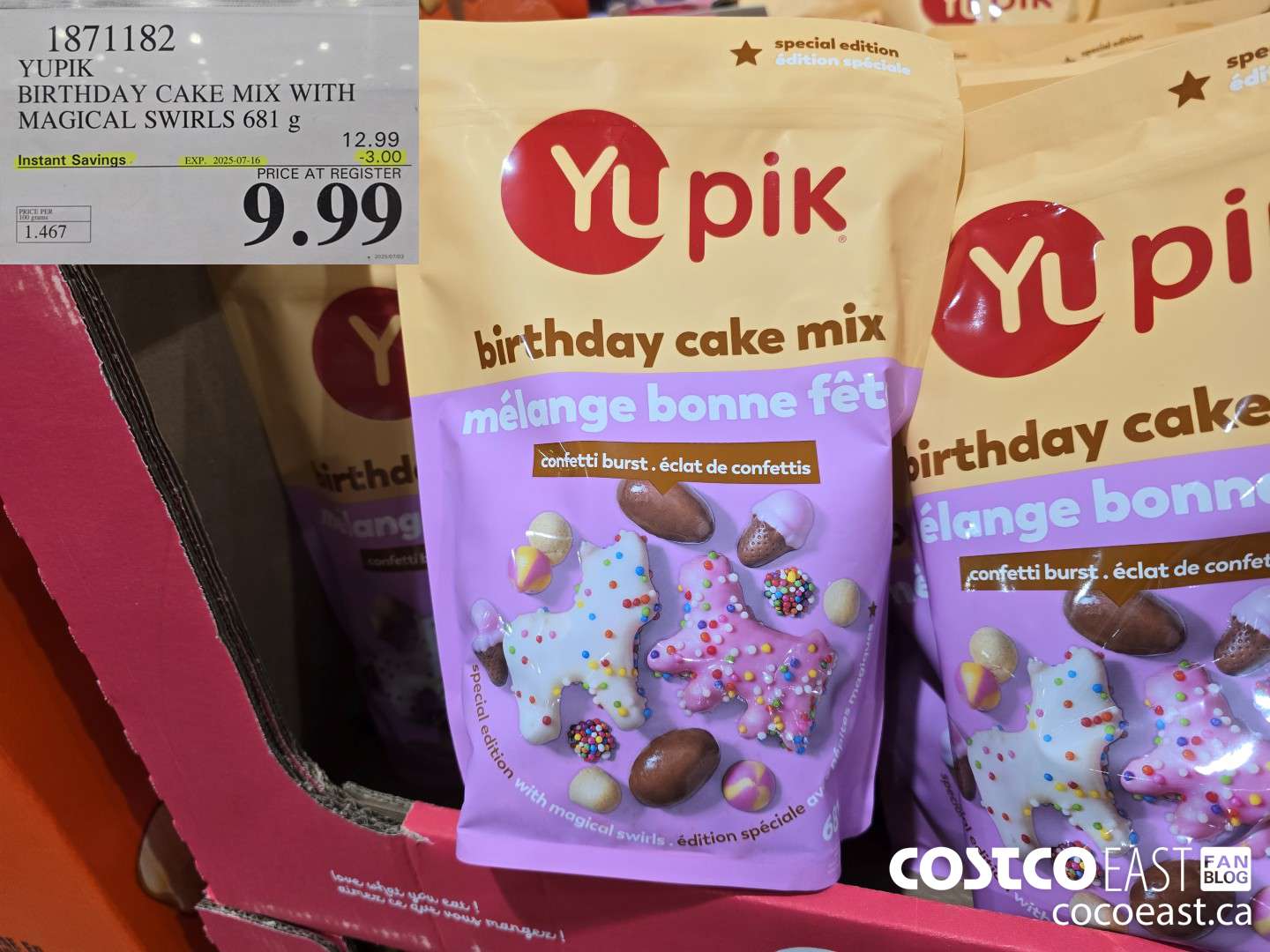 1871182 YUPIK BIRTHDAY CAKE MIX WITH MAGICAL SWIRLS 681 g ($3.00 INSTANT SAVINGS EXPIRES ON 2025-07-16) $9.99