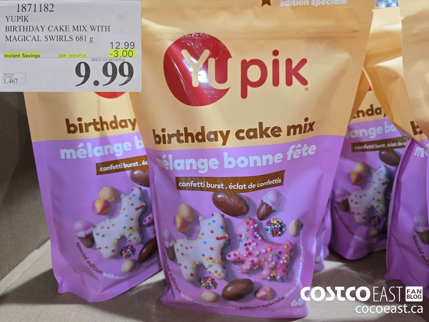 1871182 YUPIK BIRTHDAY CAKE MIX WITH MAGICAL SWIRLS 681 g ($3.00 INSTANT SAVINGS EXPIRES ON 2025-07-16) $9.99