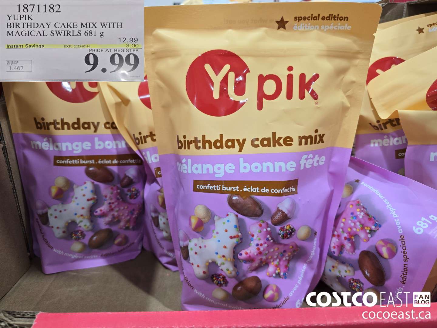 1871182 YUPIK BIRTHDAY CAKE MIX WITH MAGICAL SWIRLS 681 g ($3.00 INSTANT SAVINGS EXPIRES ON 2025-07-16) $9.99