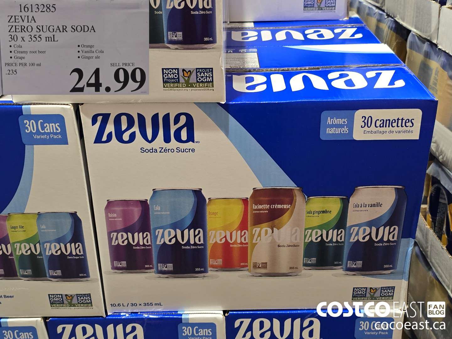 1613285 ZEVIA ZERO SUGAR SODA 30 x 355 ml $24.99