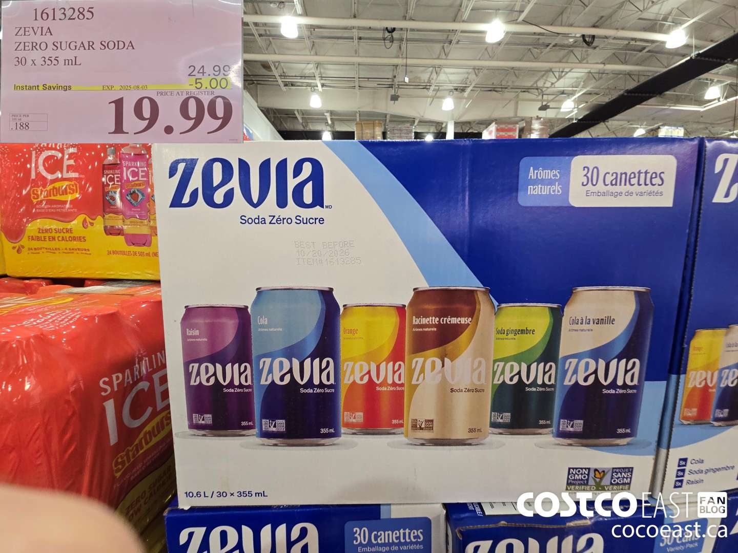 1613285 ZEVIA ZERO SUGAR SODA 30 x 355 ml ($5.00 INSTANT SAVINGS EXPIRES ON 2025-08-03) $19.99