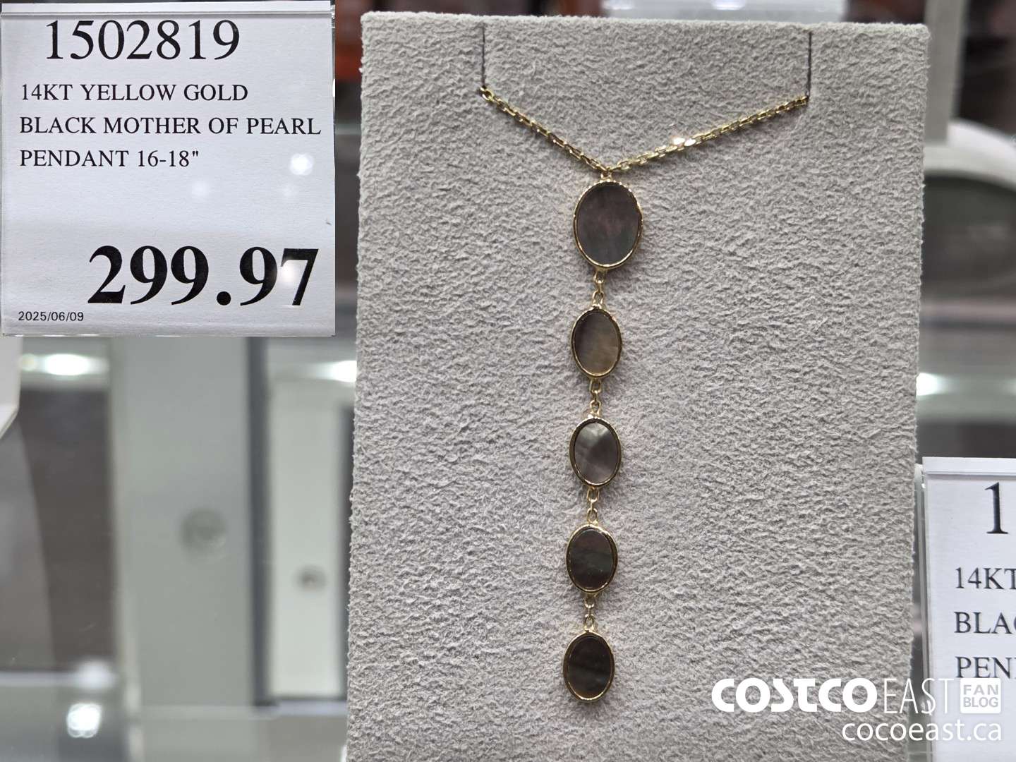 1502819 14KT YELLOW GOLD BLACK MOTHER OF PEARL PENDANT 16-18