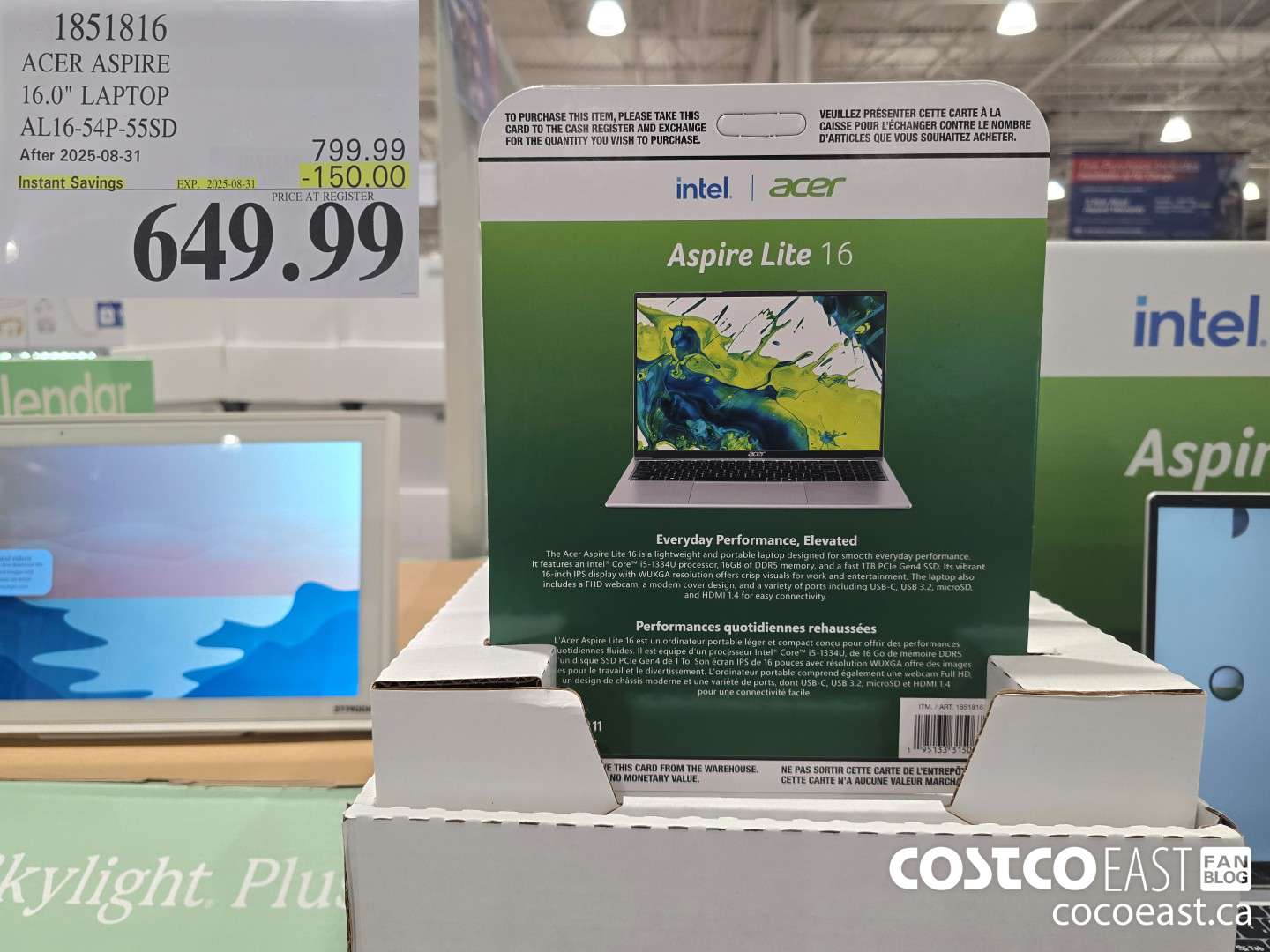 1851816 ACER ASPIRE 16.0° LAPTOP AL16-54P-55SD ($150.00 INSTANT SAVINGS EXPIRES ON 2025-08-31) $649.99