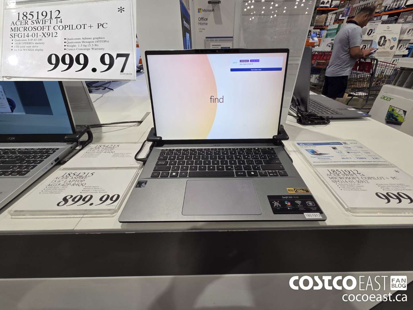 1851912 ACER SWIFT 14 MICROSOFT COPILOT+ PC SFG14-01-X912 (EXPIRES ON 2025-06-01) $999.97