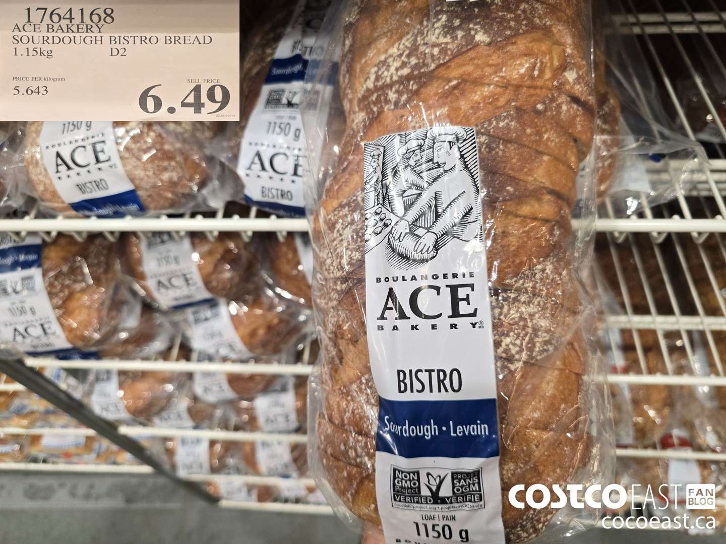 1764168 ACE BAKERY SOURDOUGH BISTRO BREAD 1.15 KG $6.49