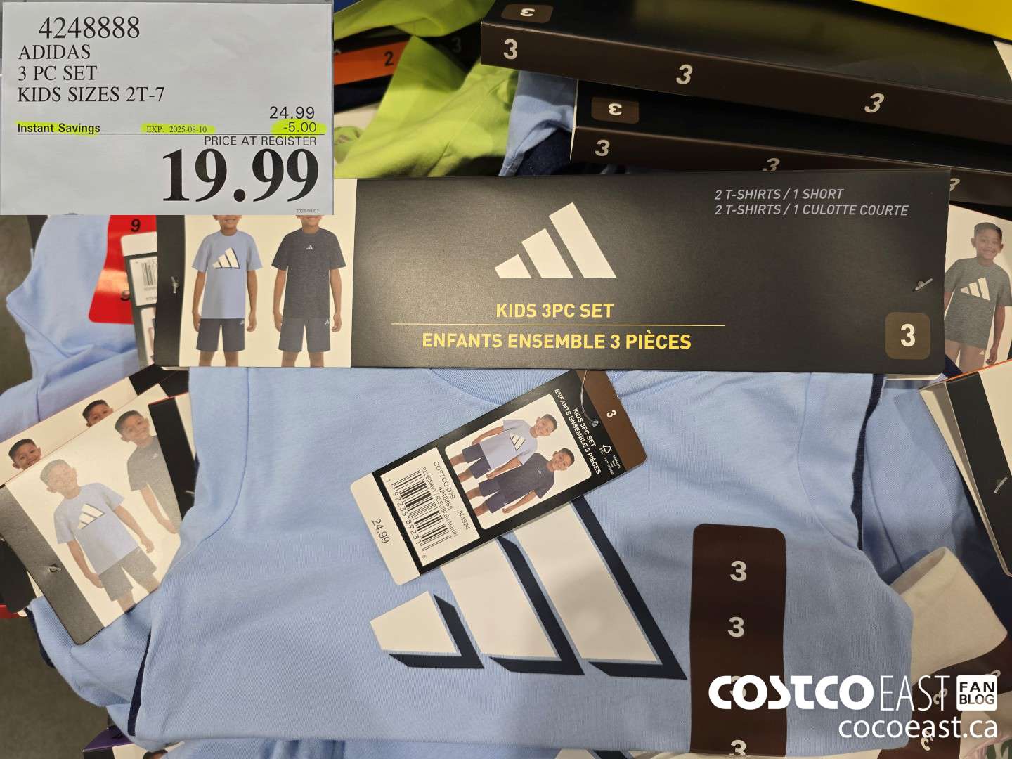 4248888 ADIDAS 3 PC SET KIDS SIZES 2T-7 ($5.00 INSTANT SAVINGS EXPIRES ON 2025-08-10) $19.99