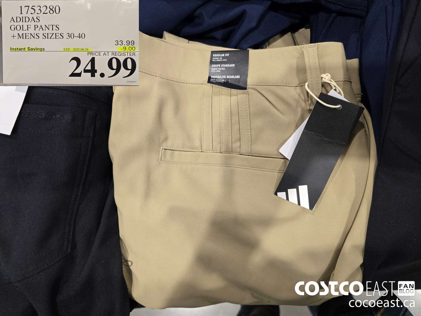 1753280 ADIDAS GOLF PANTS +MENS SIZES 30-40 ($9.00 INSTANT SAVINGS EXPIRES ON 2025-08-24) $24.99