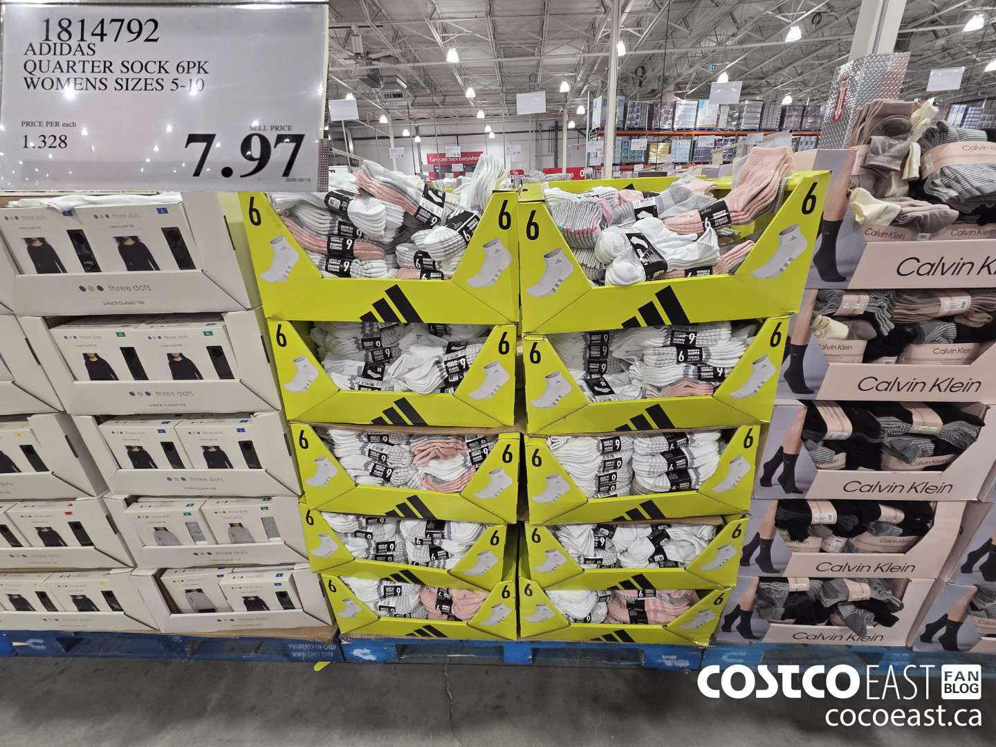 1814792 ADIDAS QUARTER SOCK 6PK WOMENS SIZES 5-10 $7.97