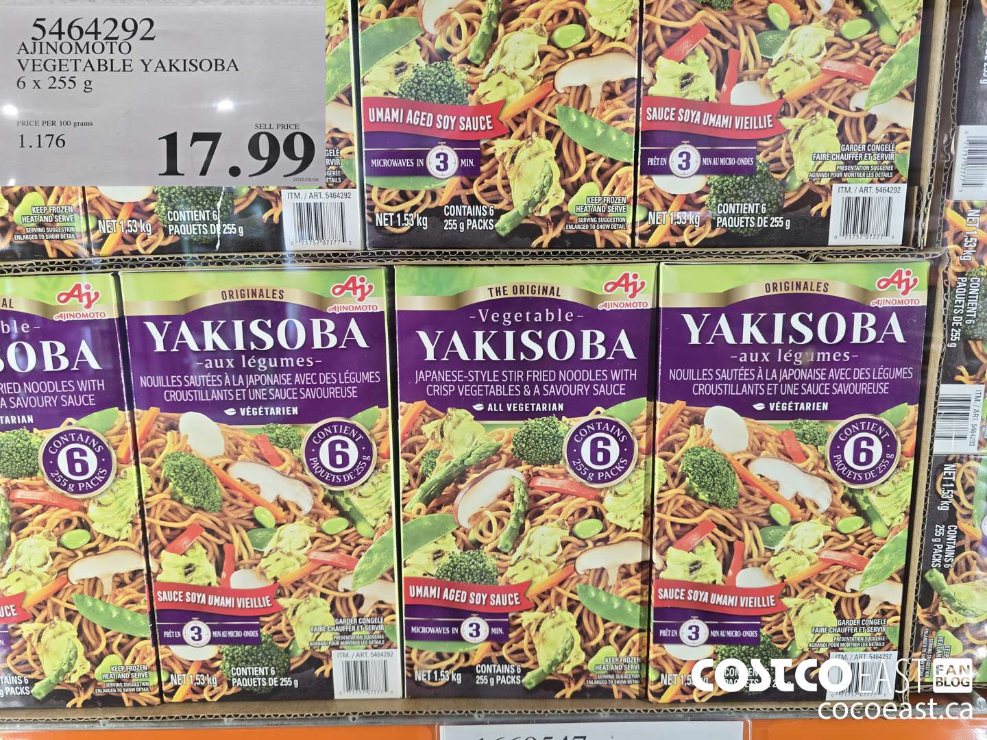 5464292 AJINOMOTO VEGETABLE YAKISOBA 6 x 255 G $17.99