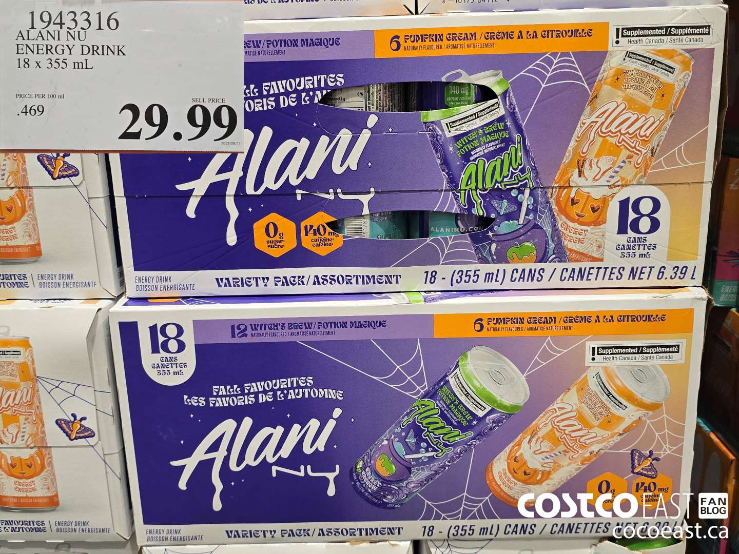 1943316 ALANI NU ENERGY DRINK 18 x 355 mL $29.99