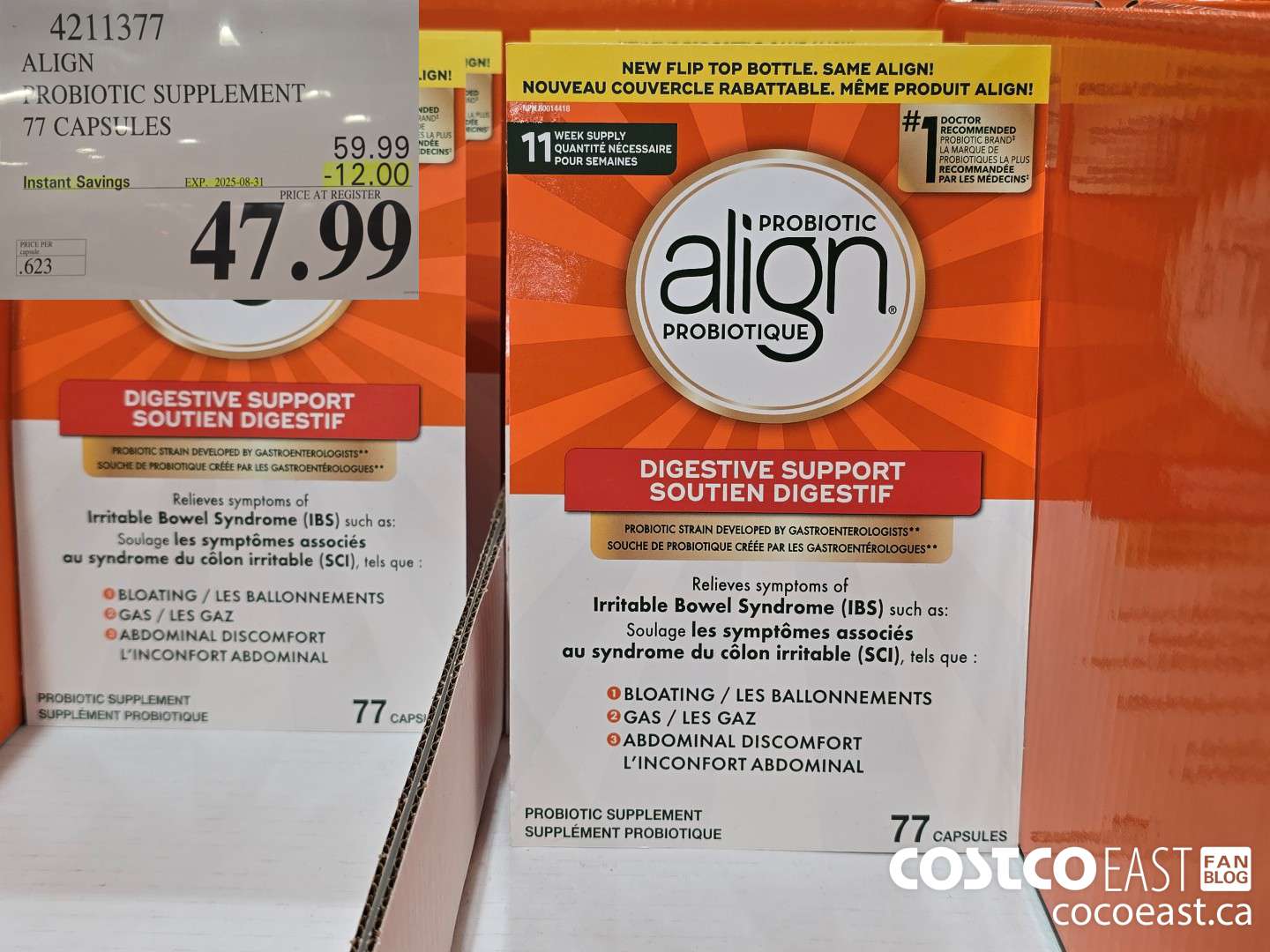 4211377 ALIGN PROBIOTIC SUPPLEMENT 77 CAPSULES ($12.00 INSTANT SAVINGS EXPIRES ON 2025-08-31) $47.99