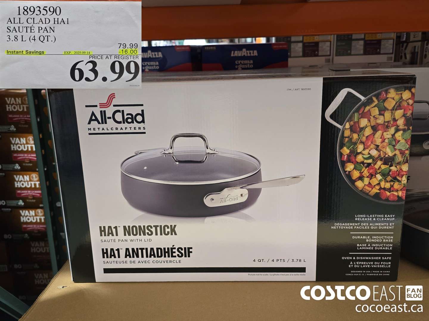 1893590 ALL CLAD HA1 SAUTE PAN 3.8 L (4 QT.) ($16.00 INSTANT SAVINGS EXPIRES ON 2025-09-14) $63.99