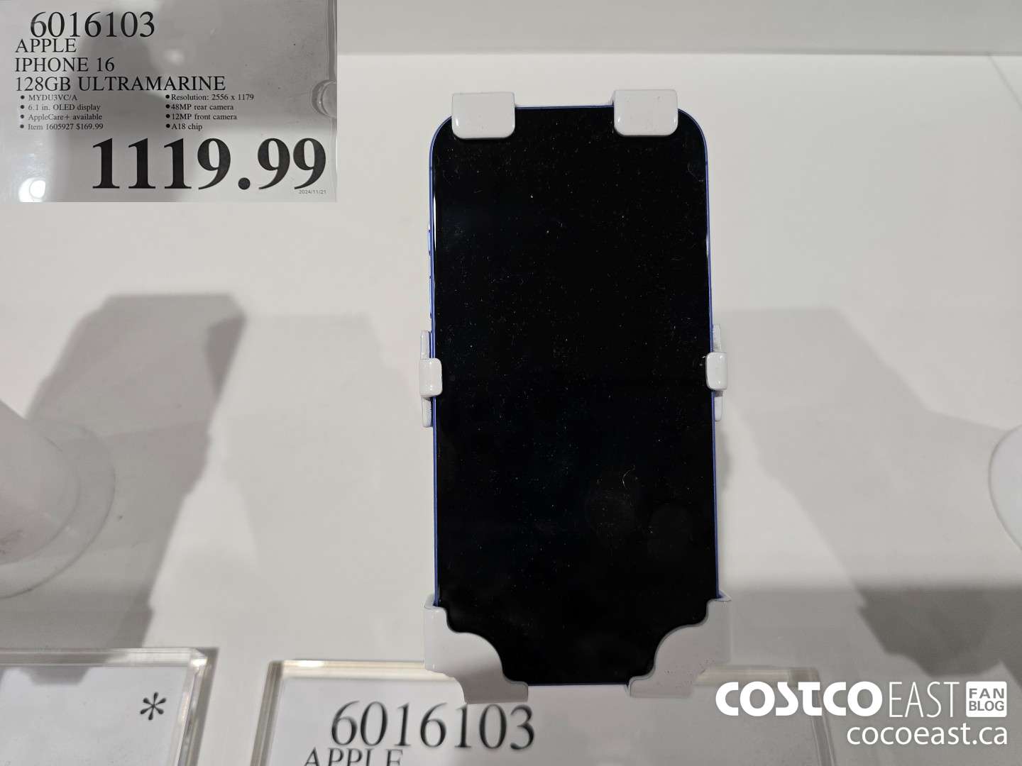 6016103 APPLE IPHONE 16 128GB ULTRAMARINE $1119.99