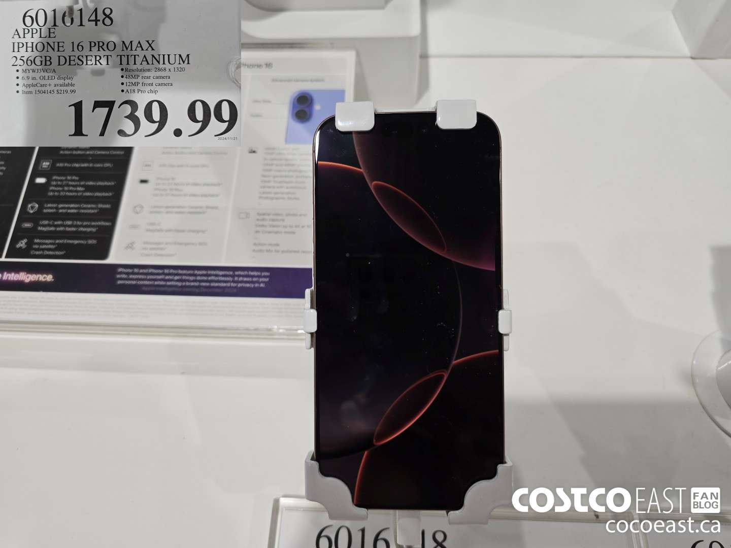 6016148 APPLE IPHONE 16 PRO MAX 256 GB DESERT TITANIUM $1739.99