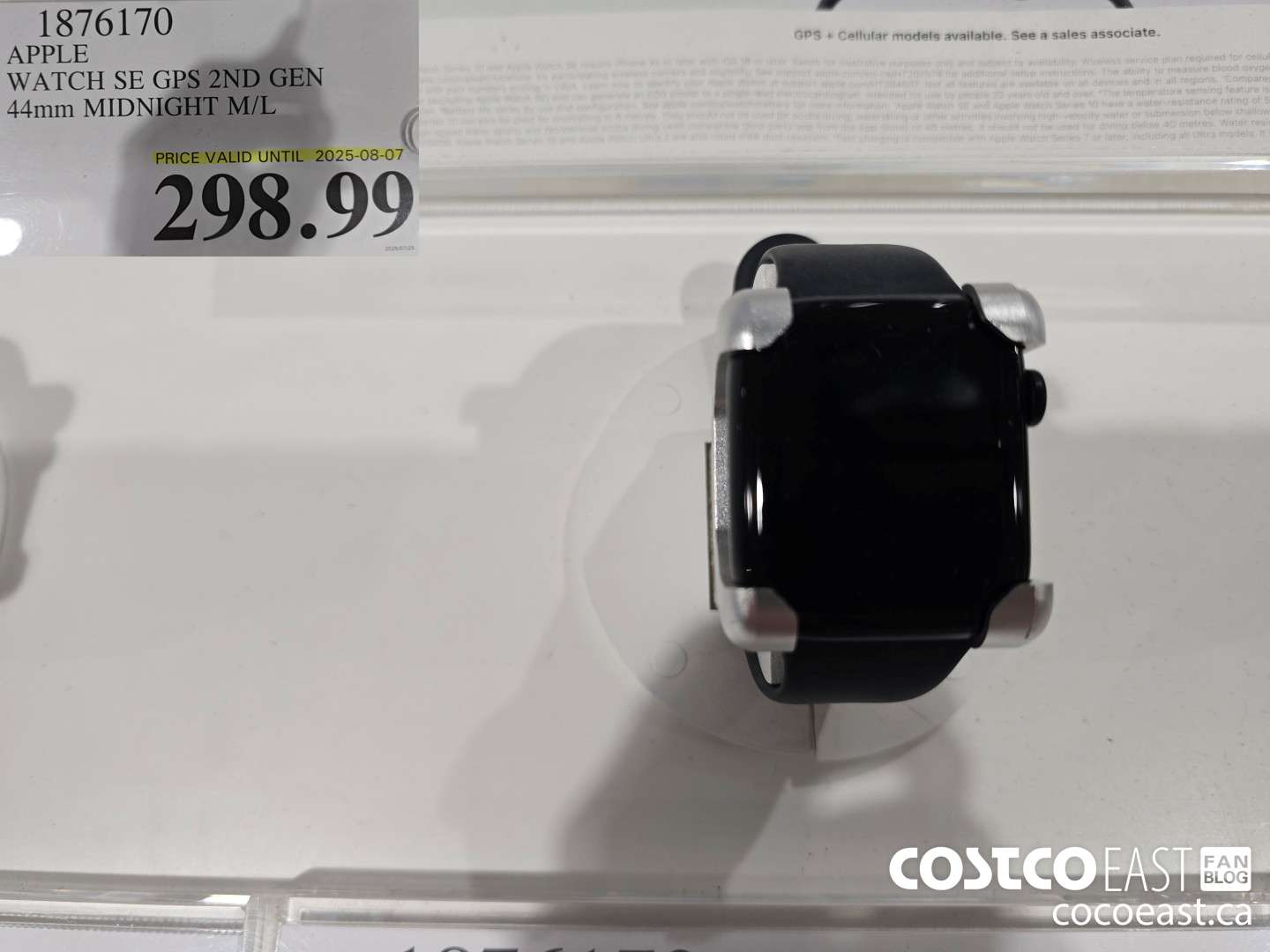 1876170 APPLE WATCH SE GPS 2ND GEN 44mm MIDNIGHT M/L $298.99